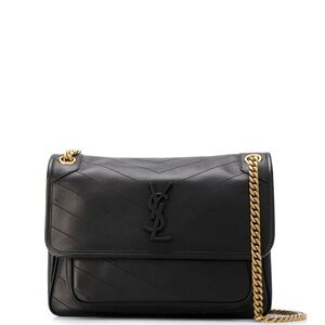 Saint Laurent Medium Niki Smooth Black Leather Monogram Bag w/box & dust bag